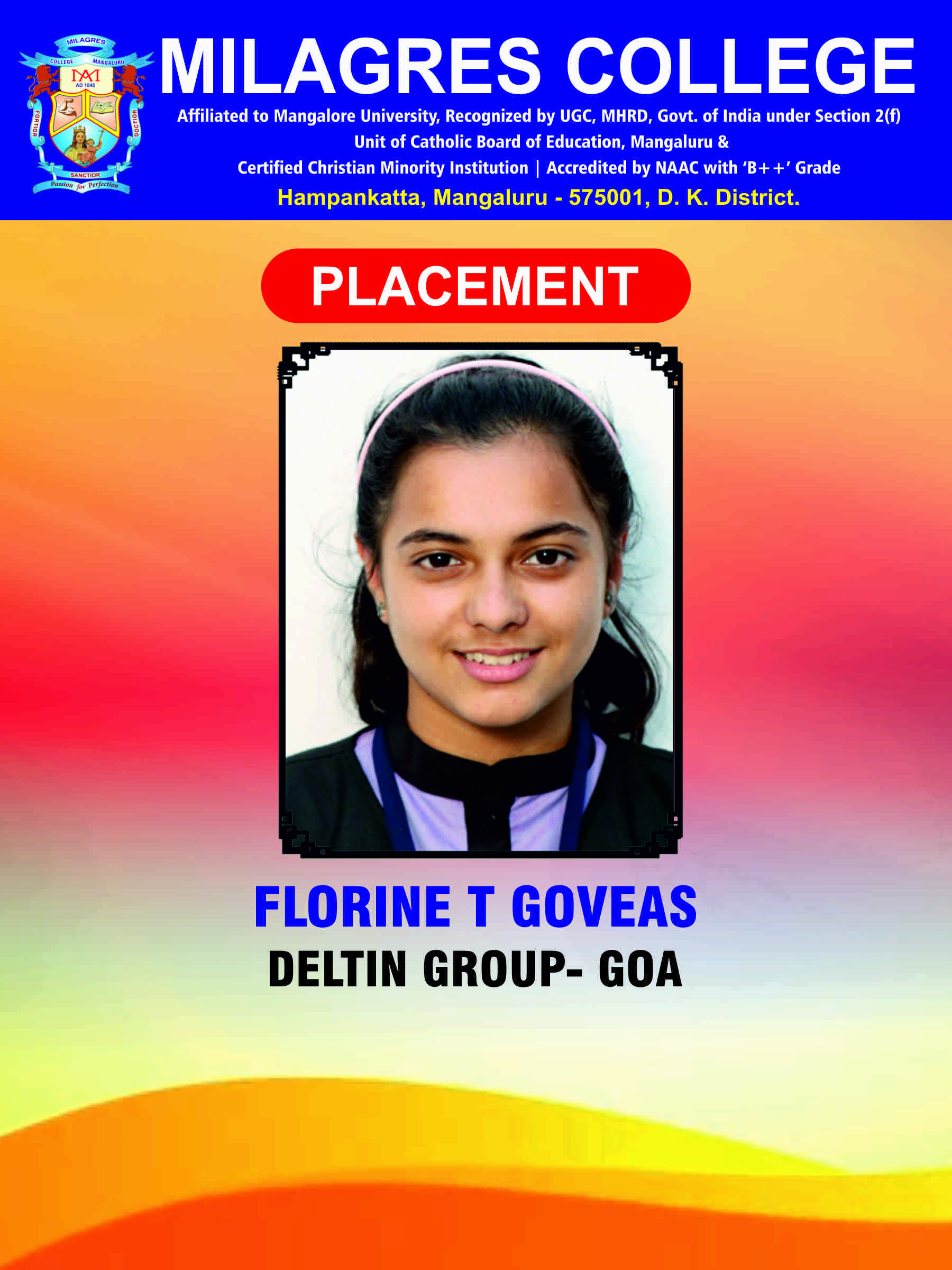 Successfully placed student